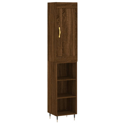 Buffet haut aspect chêne marron 34,5x34x180 cm matériau bois