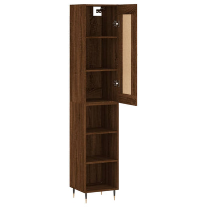 Buffet haut aspect chêne marron 34,5x34x180 cm matériau bois