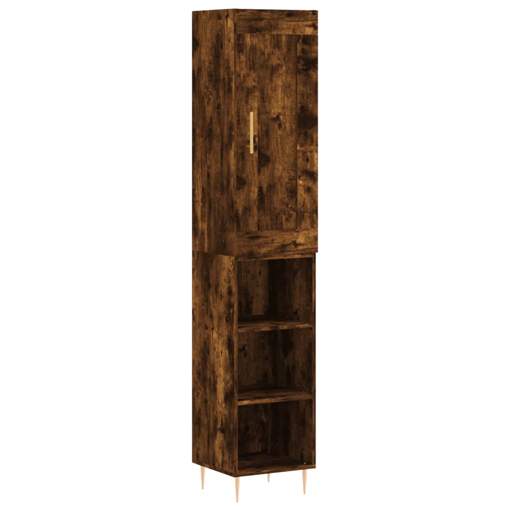 Buffet haut chêne fumé 34,5x34x180 cm matériau bois