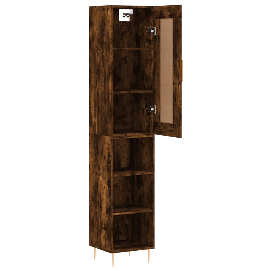 Buffet haut chêne fumé 34,5x34x180 cm matériau bois