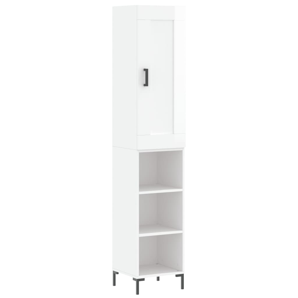 Buffet haut blanc brillant 34,5x34x180 cm en bois