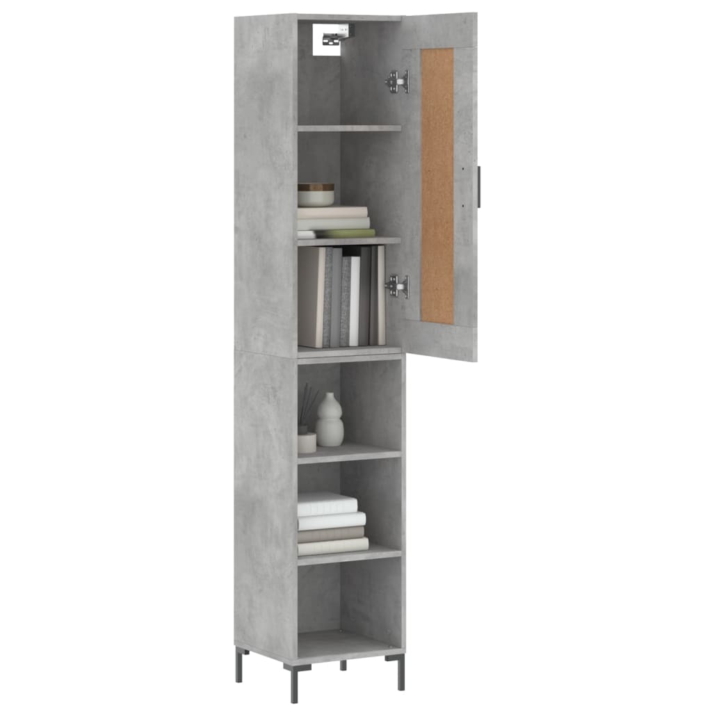 Buffet haut béton gris 34,5x34x180 cm en bois