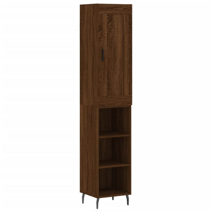 Buffet haut aspect chêne marron 34,5x34x180 cm matériau bois