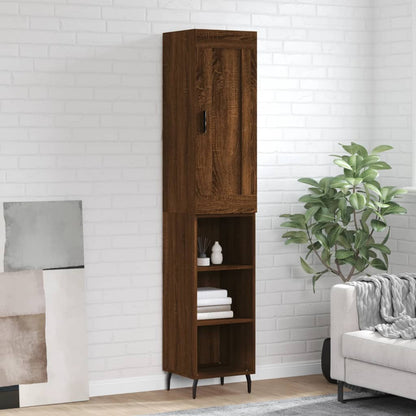 Buffet haut aspect chêne marron 34,5x34x180 cm matériau bois