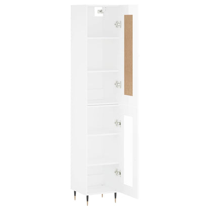 Buffet haut blanc brillant 34,5x34x180 cm en bois