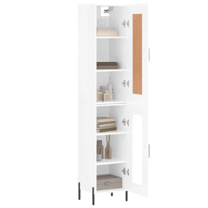 Buffet haut blanc brillant 34,5x34x180 cm en bois