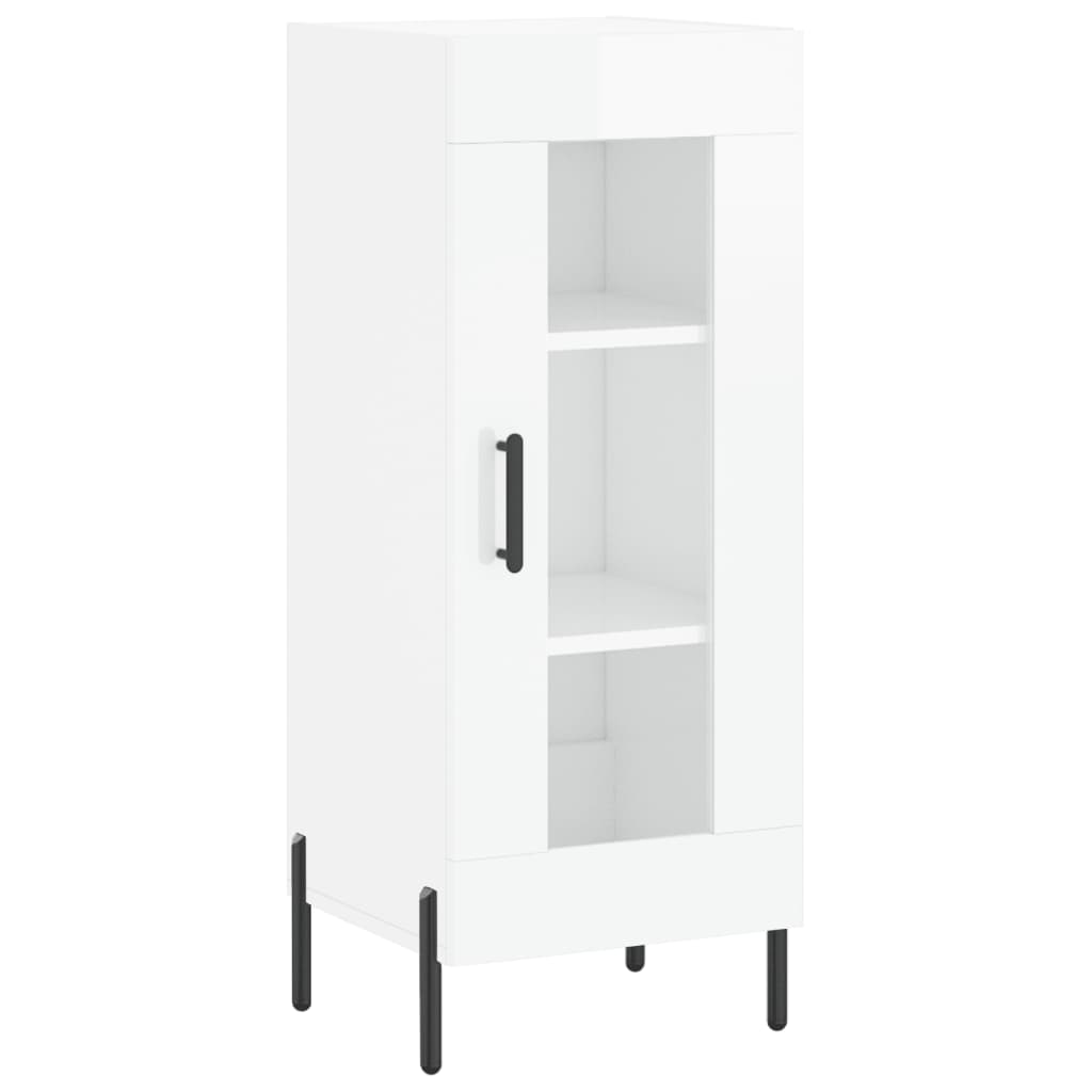 Buffet haut blanc brillant 34,5x34x180 cm en bois