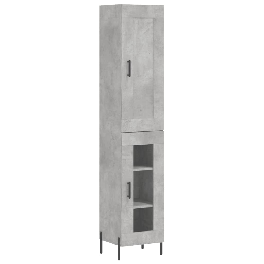 Buffet haut béton gris 34,5x34x180 cm en bois