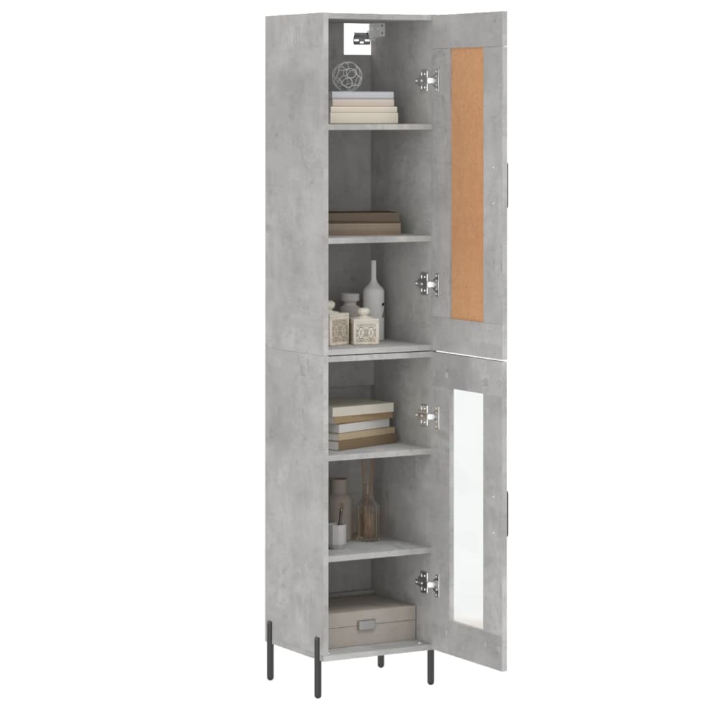 Buffet haut béton gris 34,5x34x180 cm en bois