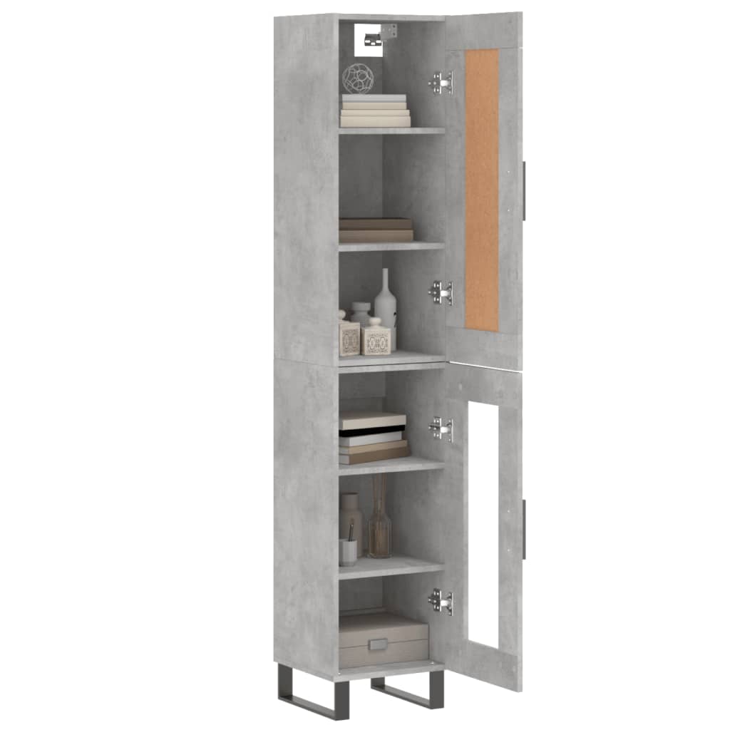 Buffet haut béton gris 34,5x34x180 cm en bois