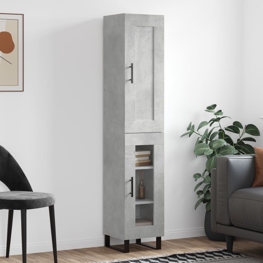 Buffet haut béton gris 34,5x34x180 cm en bois