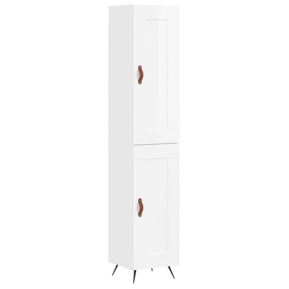 Buffet haut blanc brillant 34,5x34x180 cm en bois