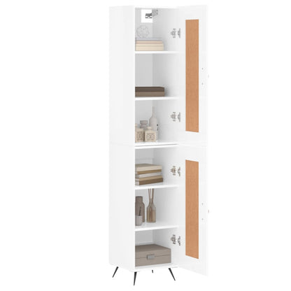 Buffet haut blanc brillant 34,5x34x180 cm en bois