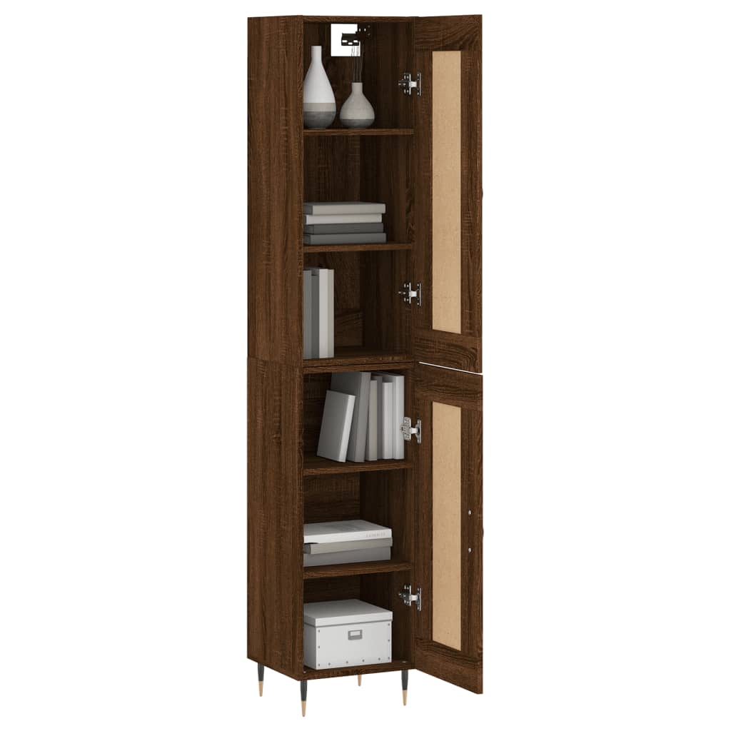 Buffet haut aspect chêne marron 34,5x34x180 cm matériau bois