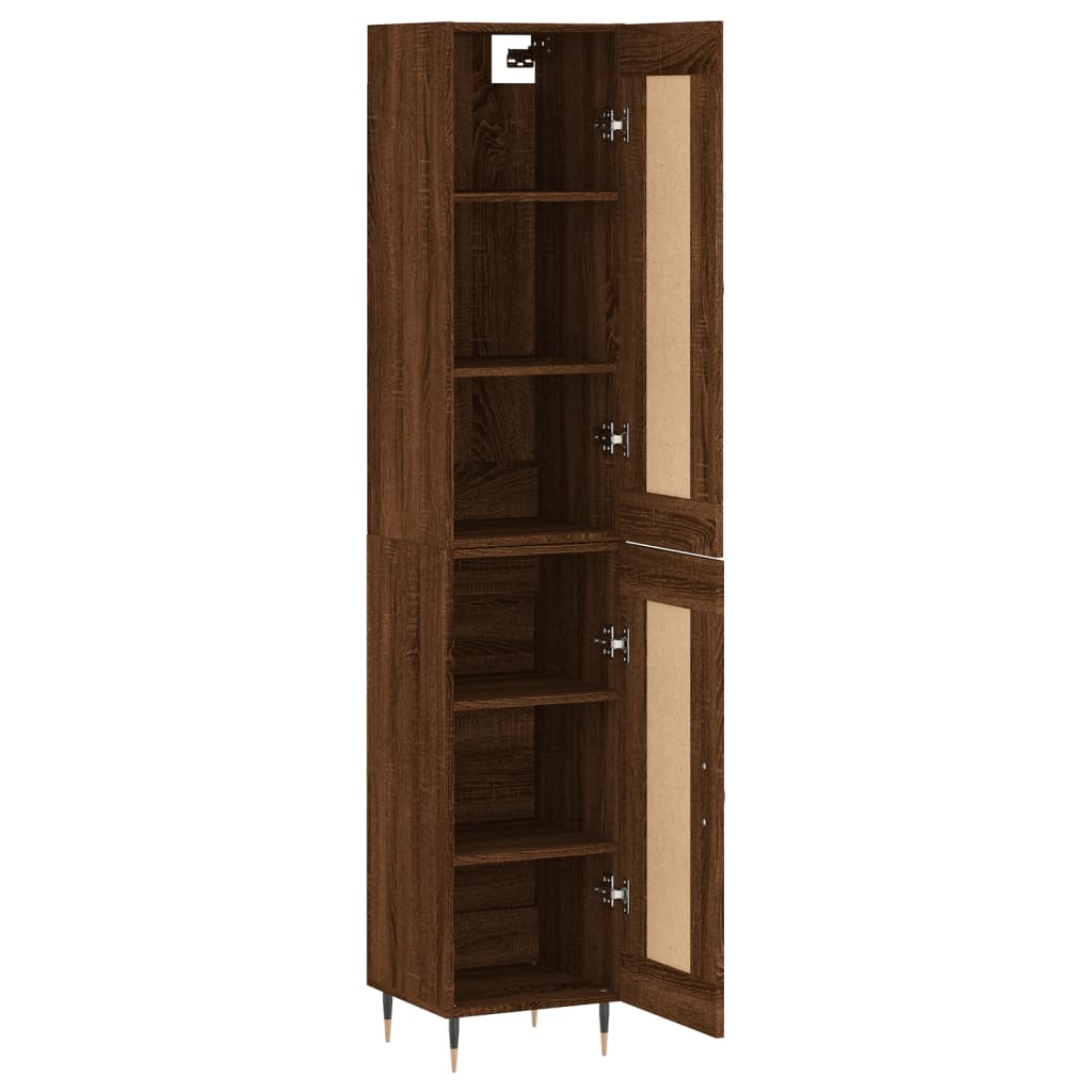 Buffet haut aspect chêne marron 34,5x34x180 cm matériau bois