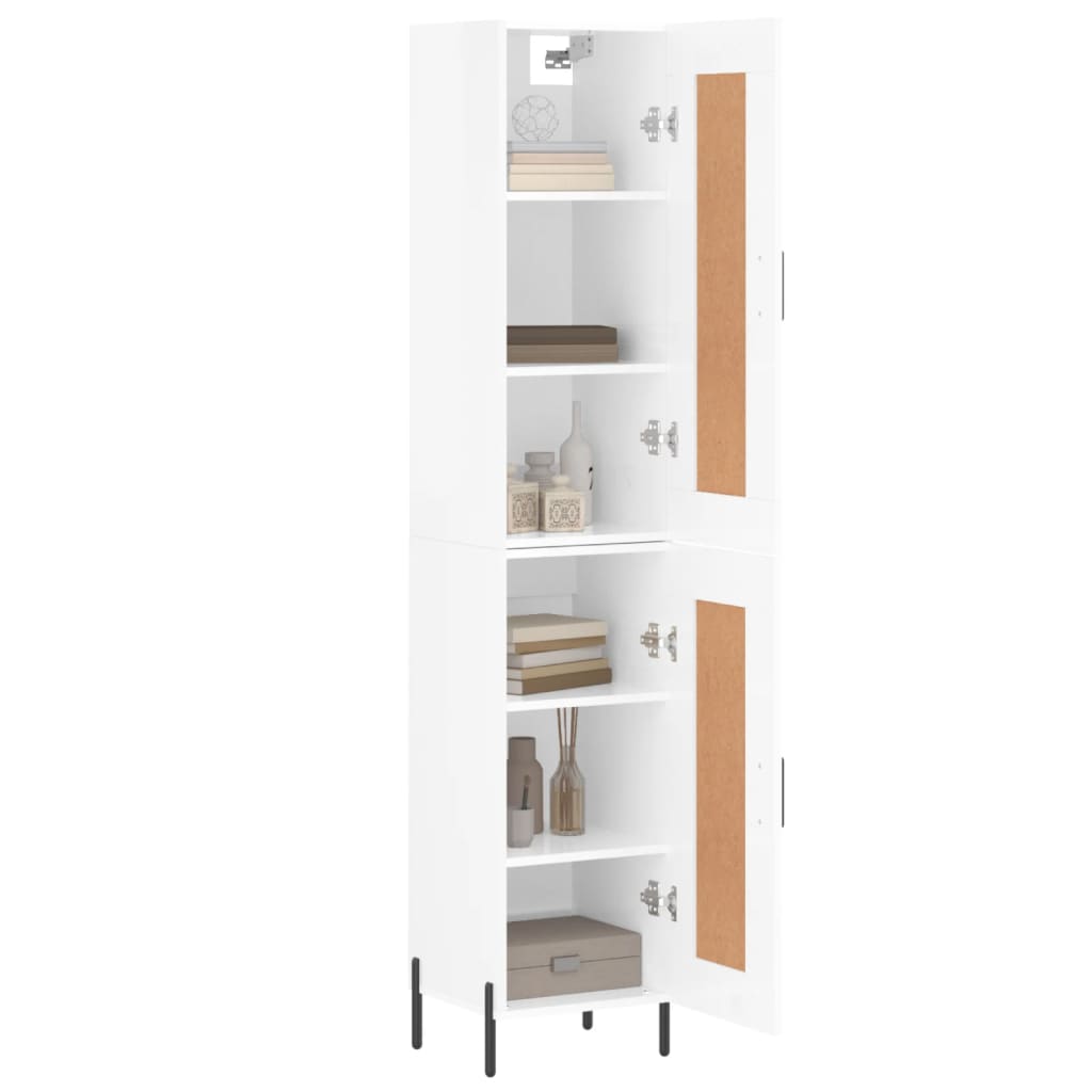 Buffet haut blanc brillant 34,5x34x180 cm en bois