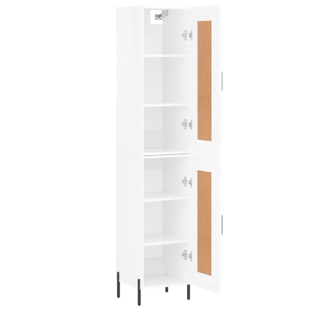 Buffet haut blanc brillant 34,5x34x180 cm en bois