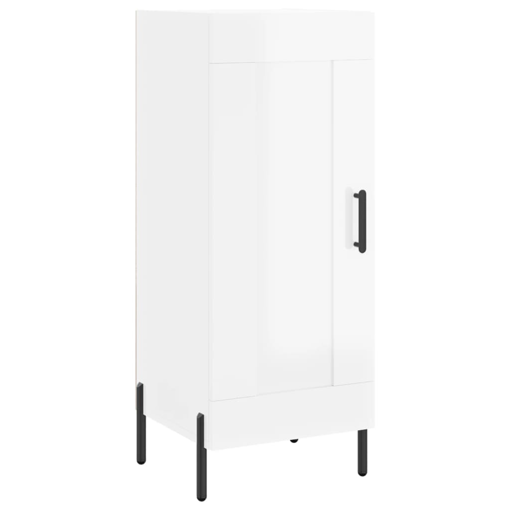 Buffet haut blanc brillant 34,5x34x180 cm en bois