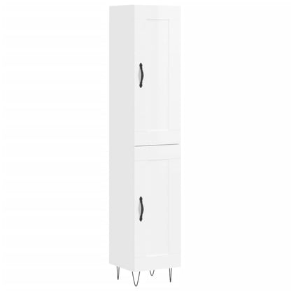 Buffet haut blanc brillant 34,5x34x180 cm en bois