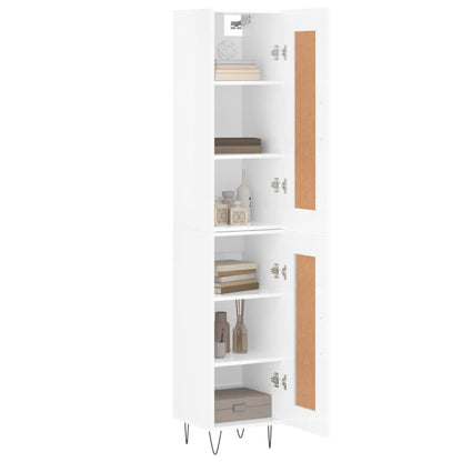 Buffet haut blanc brillant 34,5x34x180 cm en bois