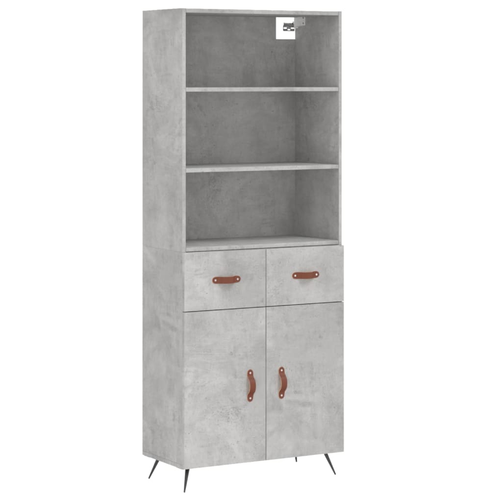 Highboard Betongrau 69,5x34x180 cm Holzwerkstoff