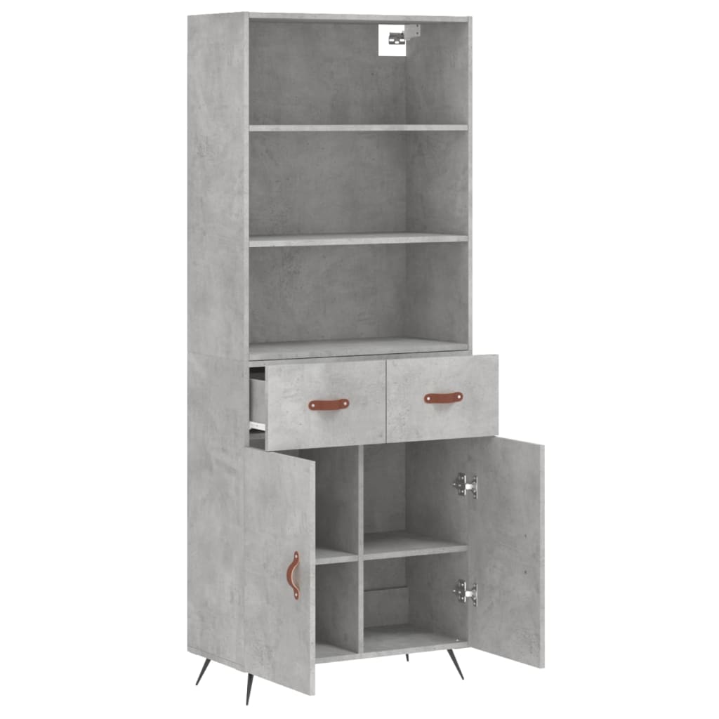 Highboard Betongrau 69,5x34x180 cm Holzwerkstoff