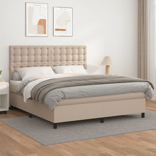 Boxspringbett Matratze Cappuccino-Braun 180x200 cm Kunstleder