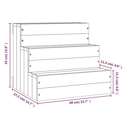 Haustiertreppe Grau 40x37,5x35 cm Massivholz Kiefer