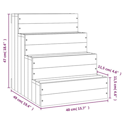 Haustiertreppe Grau 40x49x47 cm Massivholz Kiefer