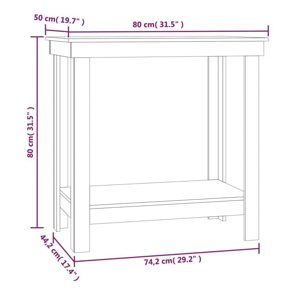 Werkbank Weiß 80x50x80 cm Massivholz Kiefer