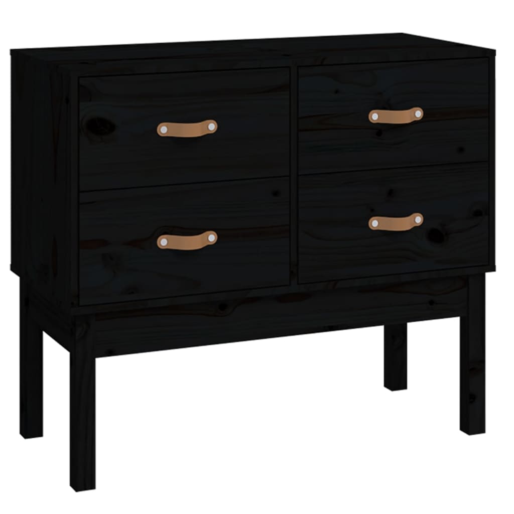 Mueble consola negro 90x40x78 cm madera maciza de pino