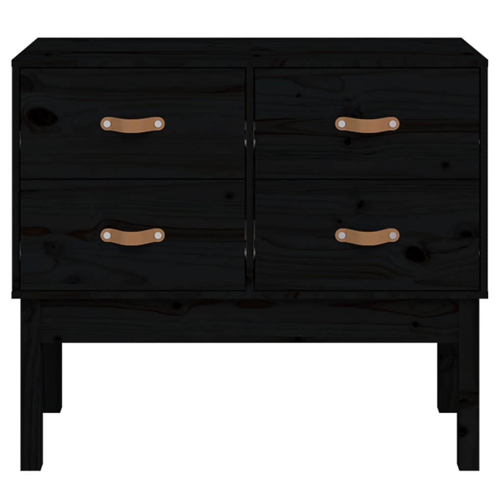 Mueble consola negro 90x40x78 cm madera maciza de pino