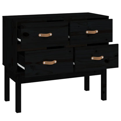 Mueble consola negro 90x40x78 cm madera maciza de pino