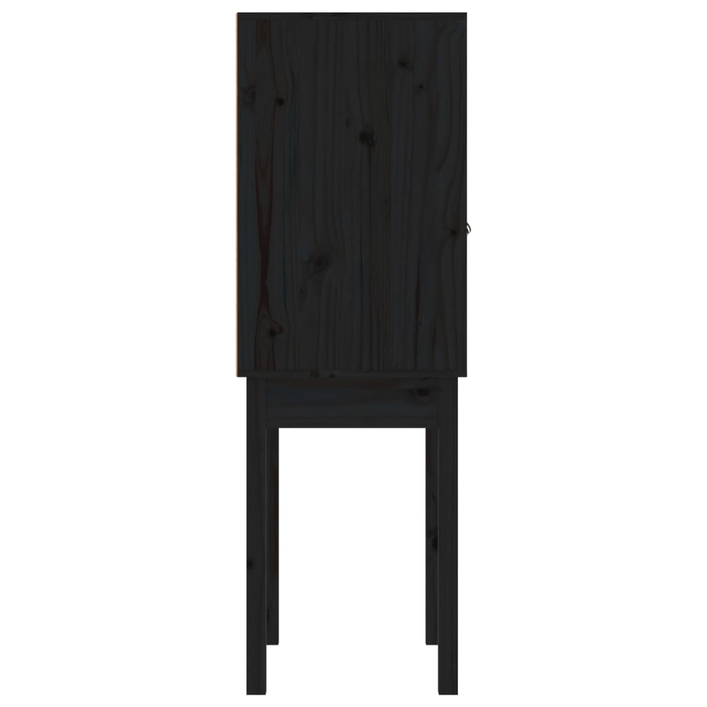 Alacena negra de madera maciza de pino 60x40x120 cm