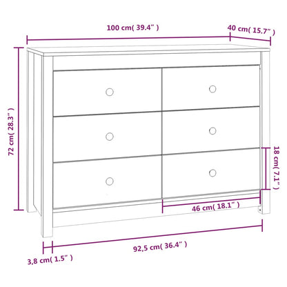 Armoire d'appoint blanche 100x40x72 cm en bois de pin massif