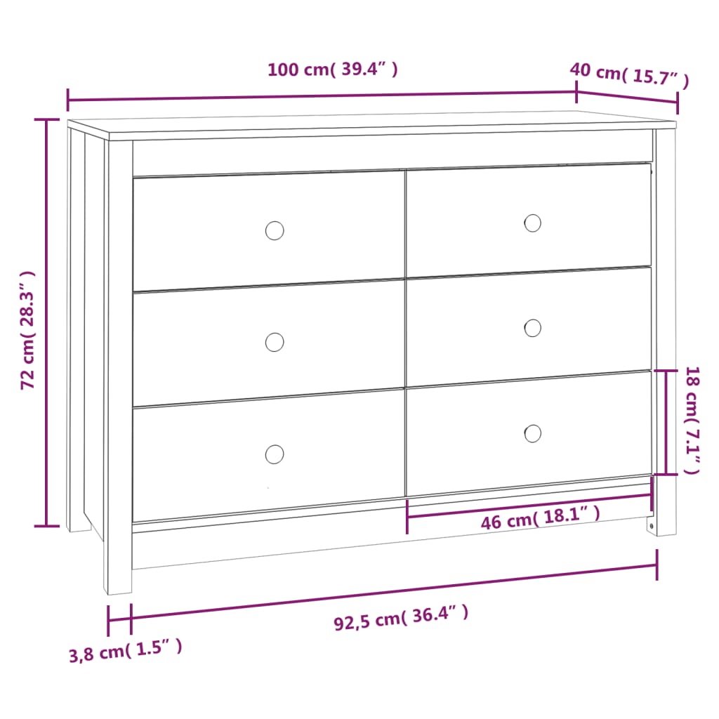 Armoire d'appoint marron miel 100x40x72 cm en bois de pin massif