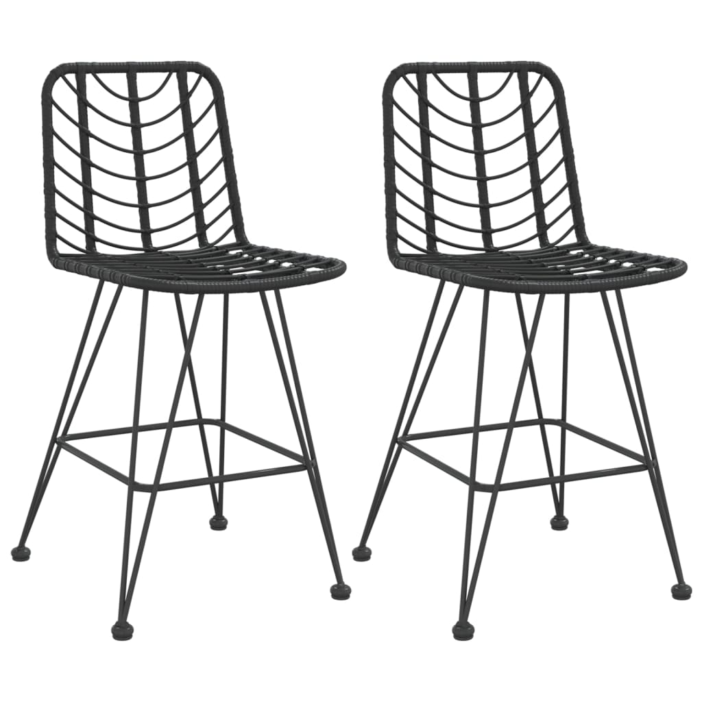 Tabourets de bar 2 pcs Noir 45x56x103,5 cm Rotin PE et acier