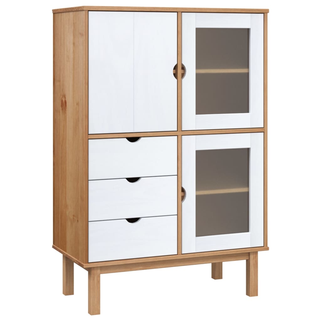 Highboard OTTA Braun&Weiß 85x43x125 cm Massivholz Kiefer