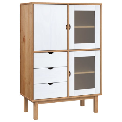 Highboard OTTA Braun&Weiß 85x43x125 cm Massivholz Kiefer