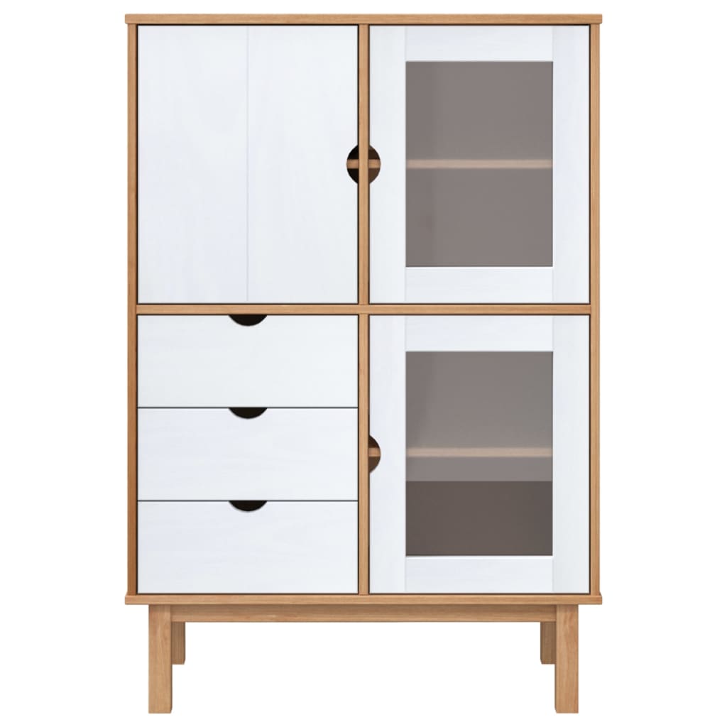 Highboard OTTA Braun&Weiß 85x43x125 cm Massivholz Kiefer