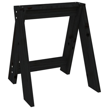 Hocker 2 Stk. Schwarz 40x40x45 cm Massivholz Kiefer