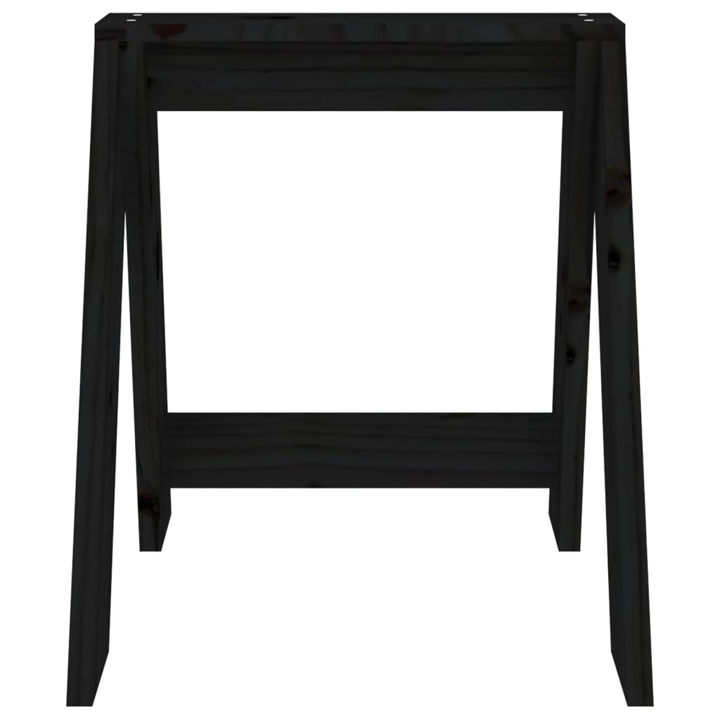 Hocker 2 Stk. Schwarz 40x40x45 cm Massivholz Kiefer