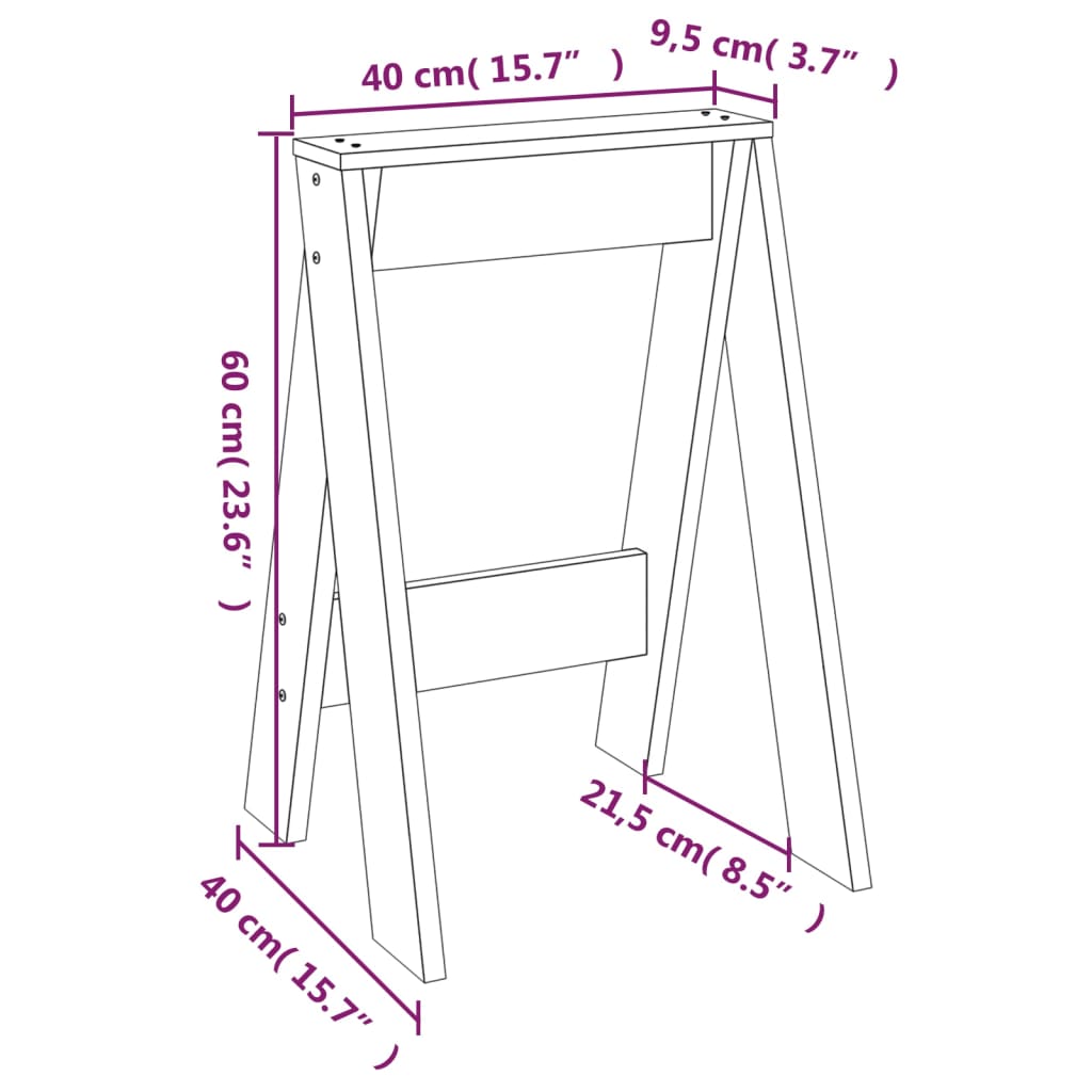 Tabouret 2 pcs Gris 40x40x60 cm bois de pin massif