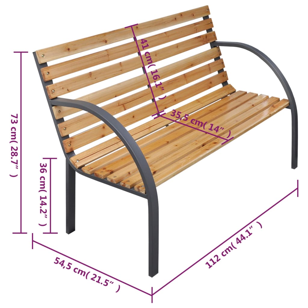 Banc de jardin 112 cm en bois de sapin massif