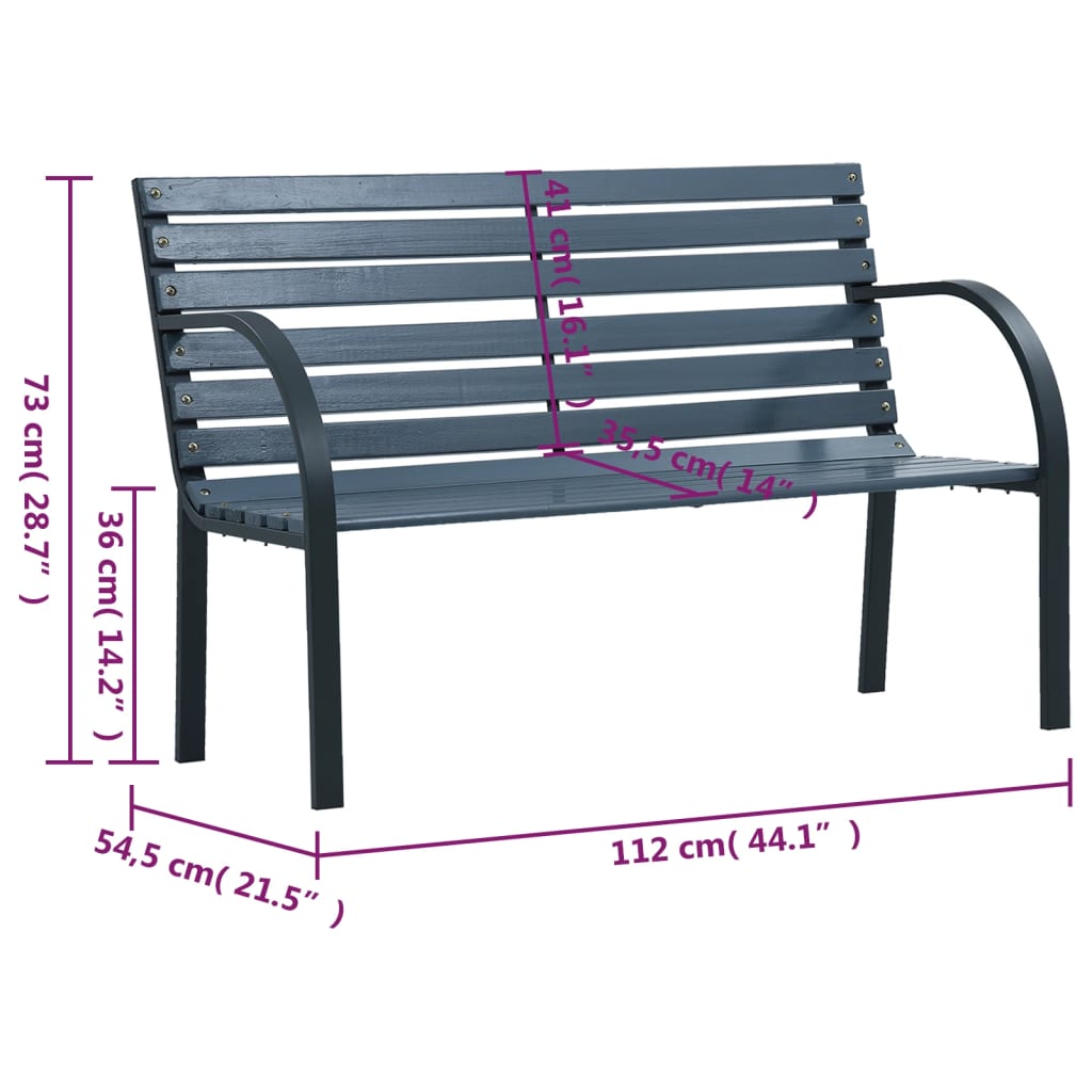 Gartenbank Grau 112 cm Massivholz Tanne