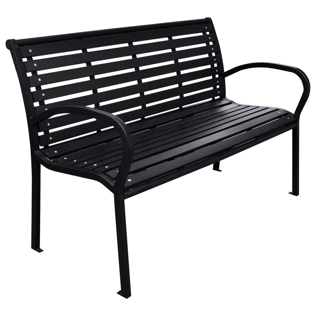 Banc de jardin noir 116 cm en acier et WPC