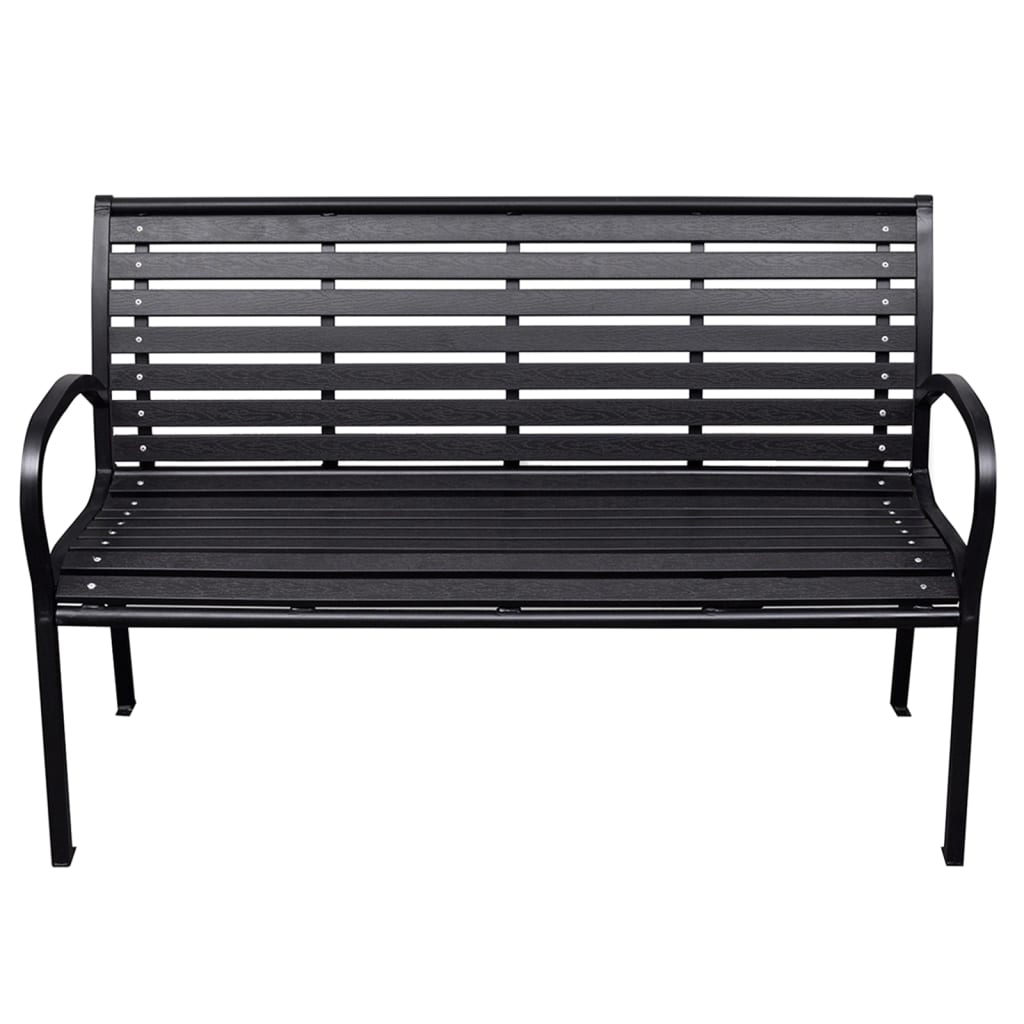 Banc de jardin noir 116 cm en acier et WPC