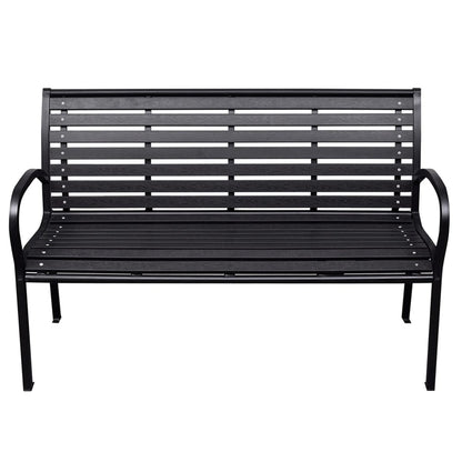 Banc de jardin noir 116 cm en acier et WPC