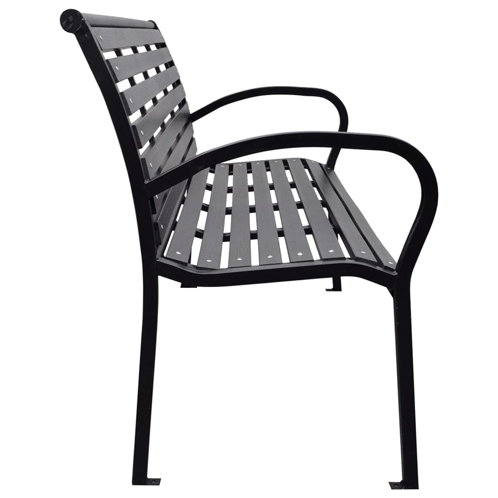 Banc de jardin noir 116 cm en acier et WPC