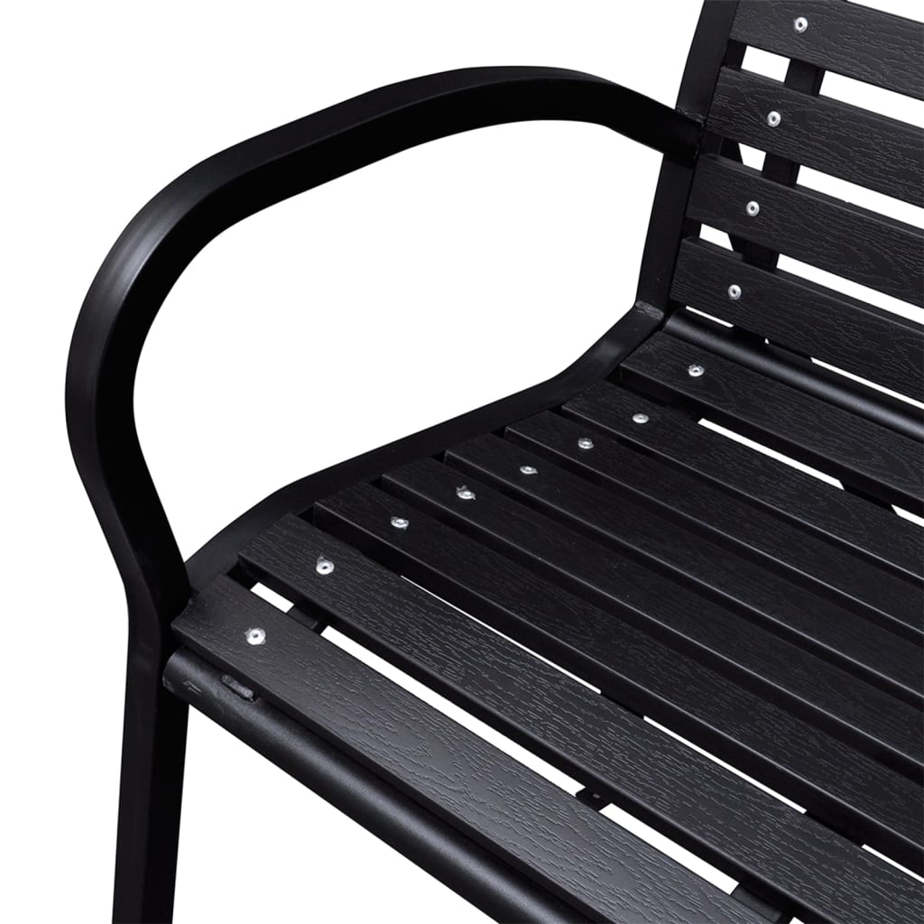 Banc de jardin noir 116 cm en acier et WPC